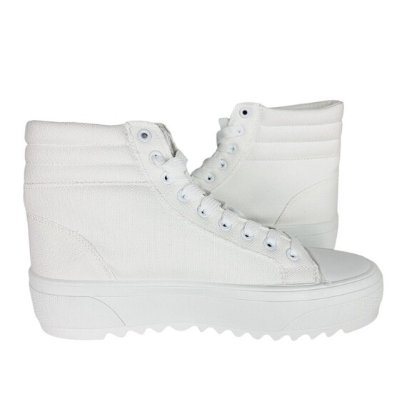 Platform High-Top Skate Sneaker White Canvas Lace-up Women's Size 9 NEW Shein - Picture 4 of 15